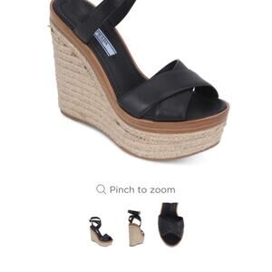 PRADA Ankle Wrap Wedge Sandal 135mm Black Size 8